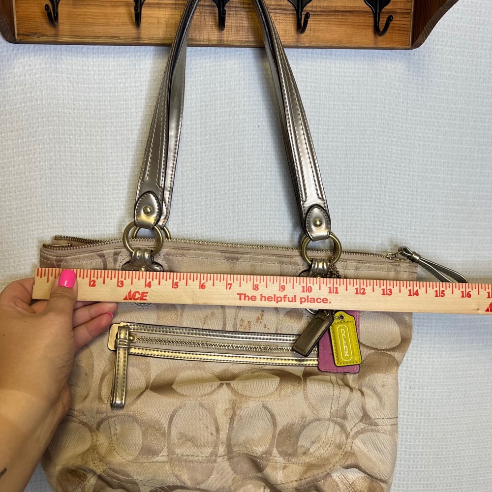 Coach Ashley Signature Jacquard Satchel Khaki Gold Shoulder Bag 23261 - Picture 8 of 8